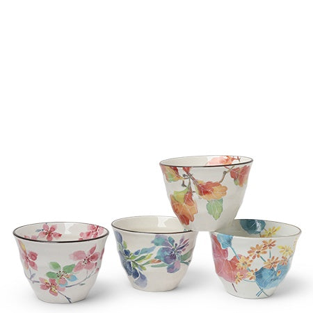 Floral teacups set - set of 4