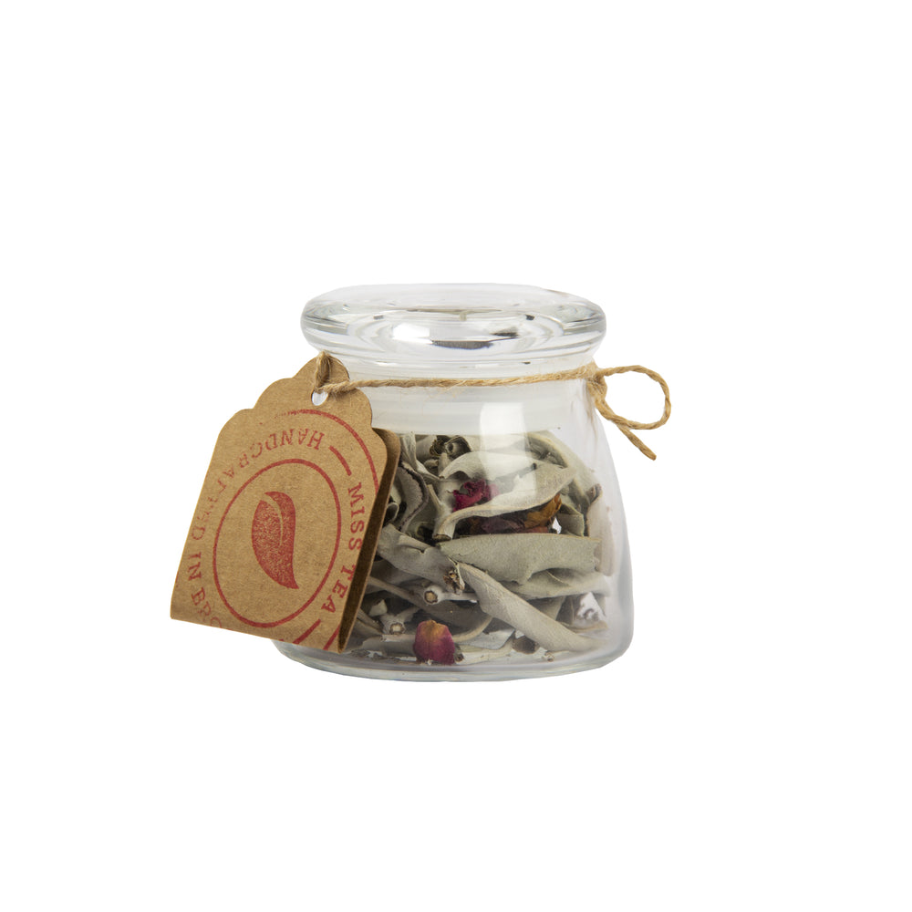 White Sage Jar with Roses